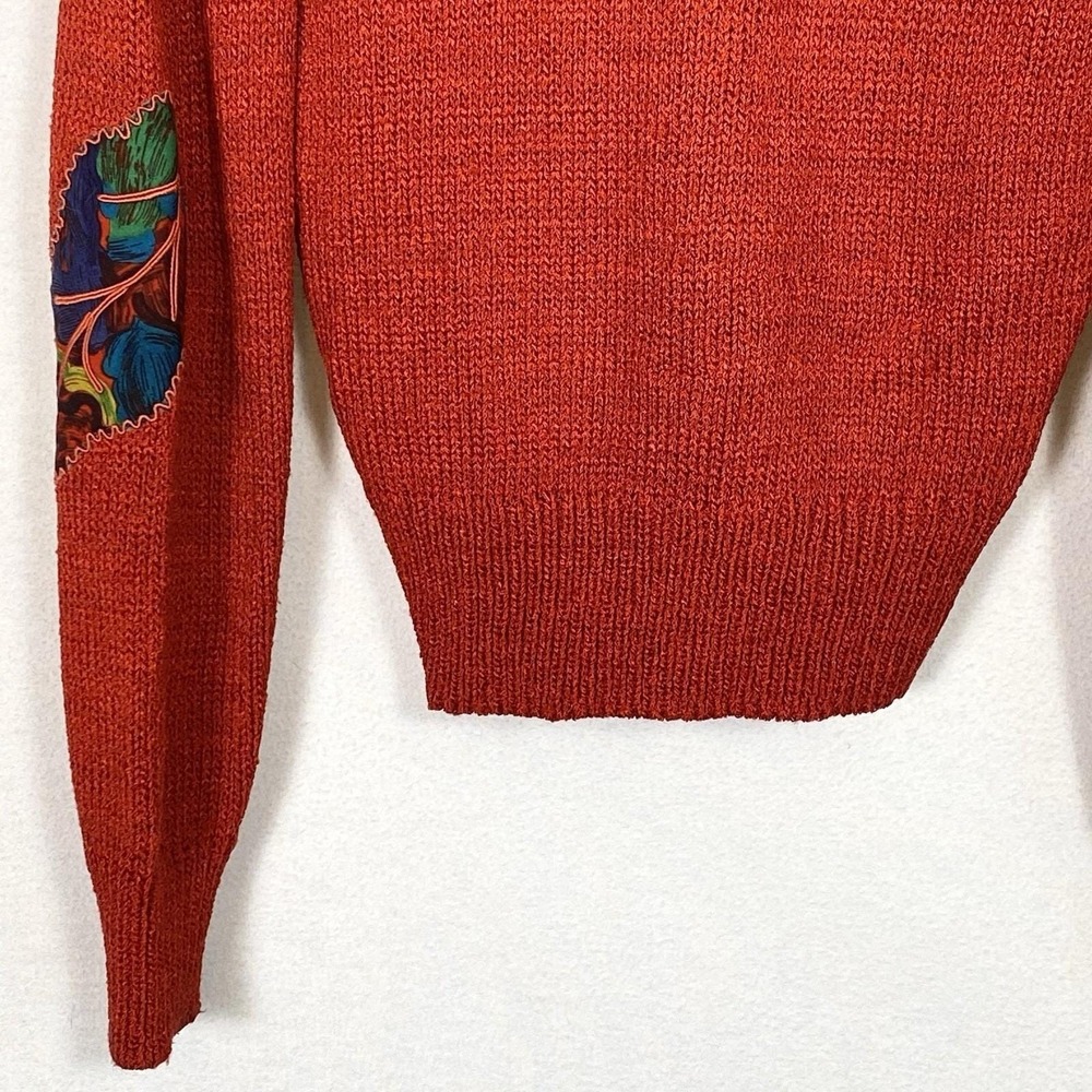 Vtg Adolf Schuman For Lilli Ann 6 Sweater Hand Loomed Red Art Wool Pullover 70s - Picture 5 of 5